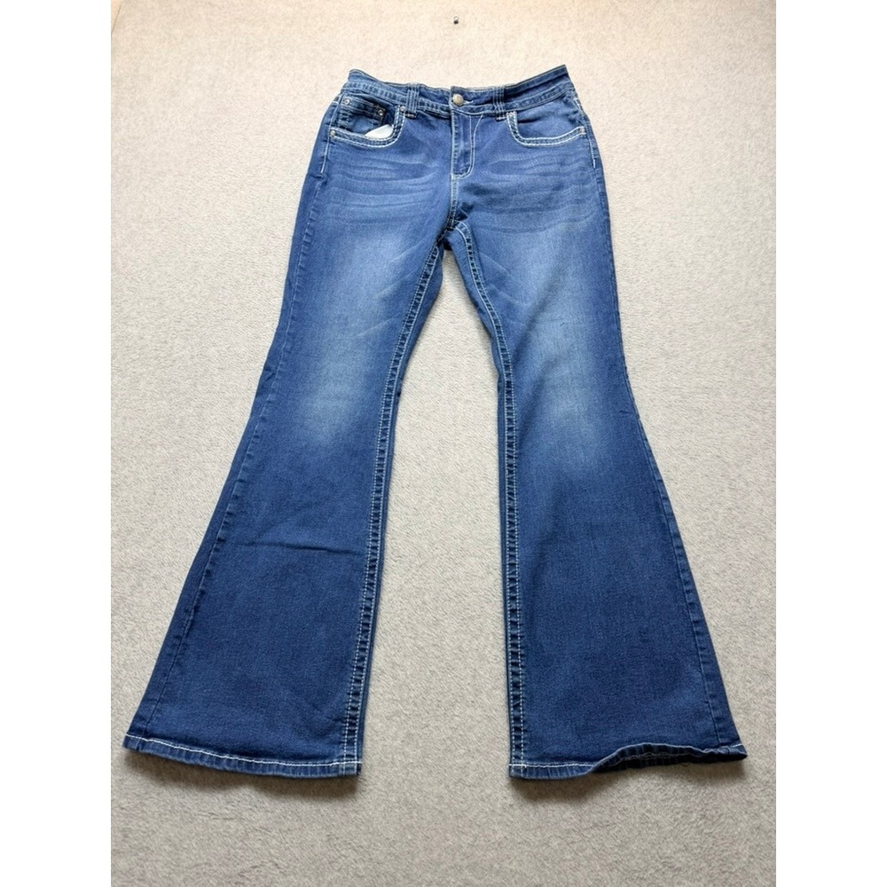 WallFlower Legendary Flare Jeans Womens 13 Medium Wash High Rise Stretch Denim